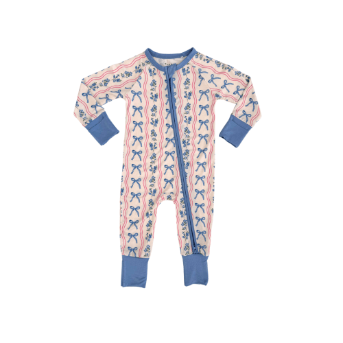 Amelia Bow Zipper Romper, 0-3M