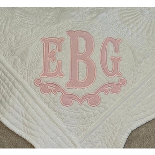Monogrammed Baby Quilt: Applique Initial Cotton Heirloom Blanket