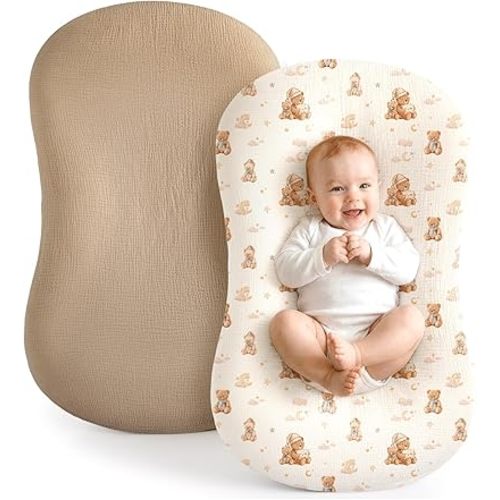 Termichy Baby Lounger Covers for Newborns: Muslin Lounger Pillow Covers Fit for Snuggle Me for Cozy Naps at Home or On The Go