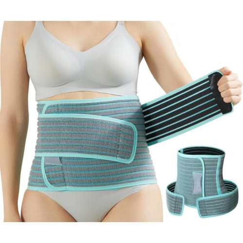 Maternity Belt 2 in 1 Postpartum Belly Bands for Pregnant Women Pregnancy, Back Pain Relief, C Section Recovery, Waist Binder, Rayon Made with Bamboo Charcoal Fiber(Premium Gentle Mint, L)