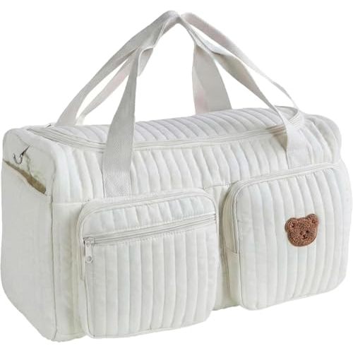 Cute Diaper Bag Large Capacity Quilted Tote, Soft Mommy Hospital Maternity Bag for Travel and Everyday Use
