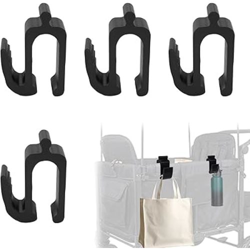 4pcs Multipurpose Side Hooks for Wonderfold Wagon W4, Upgraded Multifunctional Stroller Bag Hooks Clip Replacement Parts Travel Organizer Space-Saving Accessory Accessories for Groceries Diaper Bags