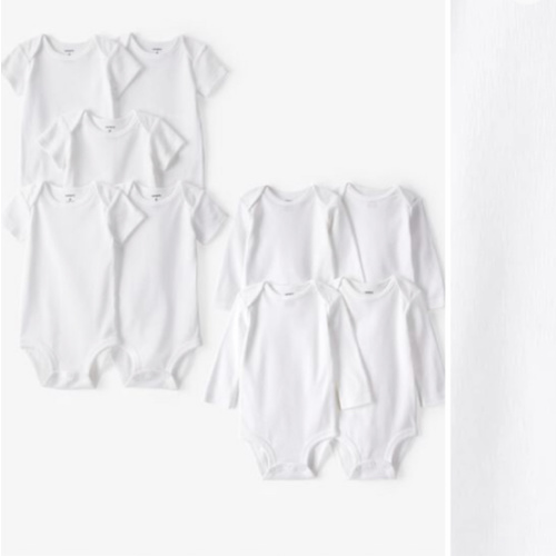 Baby 9-Pack Short Sleeve & Long Sleeve Cotton Bodysuits - White | Carter's