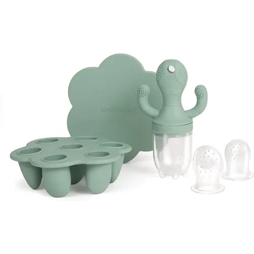 Little Twig Baby Fruit Feeder Pacifier Teether | Food Freezer Tray with Lid BPA Free Silicone Freezable Feeding Set for Breast Milk Ice Cubes, Food, Vegetable Purees