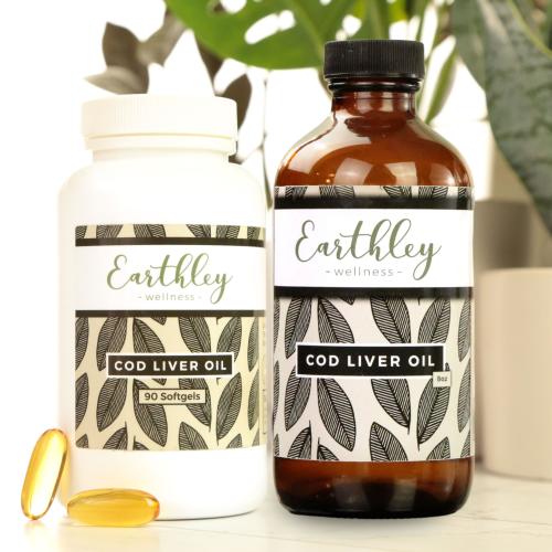 Cod Liver Oil - A rich natural source of vitamins A and D and omega-3 fatty acids that support immune, brain, and gut health | Natural Wellness | Earthley | Earthley Wellness