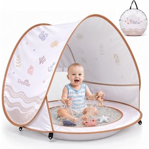 Baby Beach Tent with Pool – Dreamon Pop Up Shelter UV Protection for Infant, Foldable Kids Play Tent with Beach Toys Set and Carry Bag, Summer Outdoor Use Portable Baby Beach Essentials
