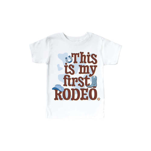 First Rodeo Blue Graphic Bodysuit & Kids Tee | White