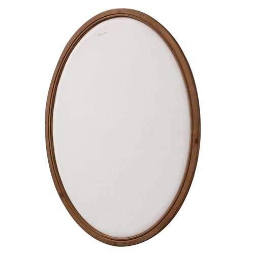 SOFE Large Oval Bulletin Board, Farmhouse Fabric Pin Boards for Walls, 33'' x 24'' Wall Mounted Decorative Vision Message Board for Office Home and School with Pins, Brown