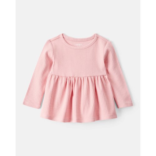 Baby Girl Long-Sleeve Peplum Top - Pink | Carter's
