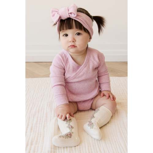 Organic Cotton Modal Marina Long Sleeve Bodysuit - Orchid Marle