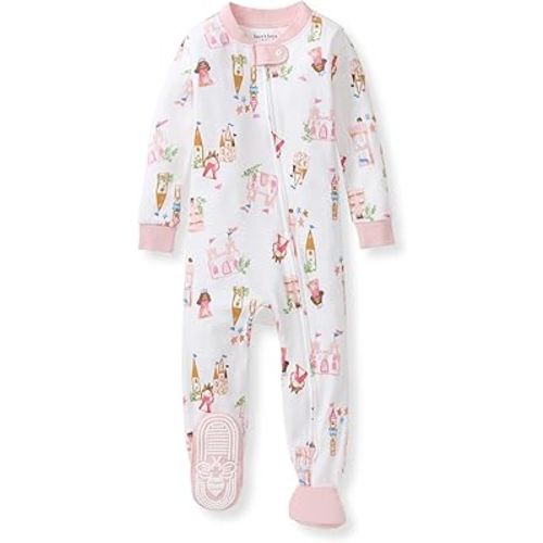 Burt's Bees Baby Baby Girls Sleeper Pajamas, 100% Organic Cotton, One-piece PJs, Diagonal Zip Up Jumpsuit, Snug Fit Footie