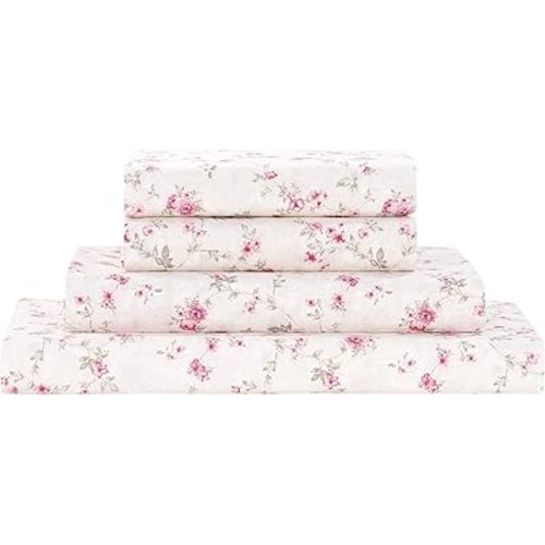 Modern Threads Printed 3-Piece Extra Soft Bedding Sheets & Pillowcase Set, Deep Pocket up to 16 inch Mattress Kashmir Rose Twin