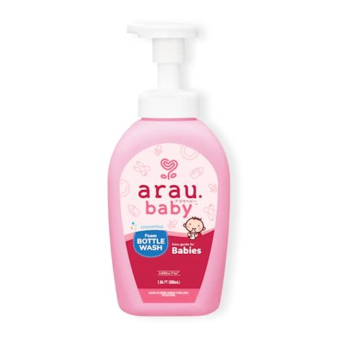 Arau Baby Unscented Foam Bottle Wash, Natural Plant Based Baby Bottle & Dish Soap, No Artificial Fragrance or Additives, Gentle for Washing Bottles, Pacifiers and Toys, Easy Rinse, 15.21 Fl Oz