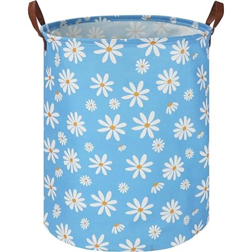 Kids Laundry Hamper,Blue Laundry Basket,Baby Nursery Hamper,Waterproof Toys Storage Bin,Clothes Organizer,Gift Basket,Room Decor(Daisy)