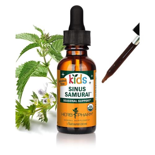 Herb Pharm Kids Certified- Alcohol-Free Sinus Samurai Liquid Herbal Formula, Organic, 1 Fl Oz