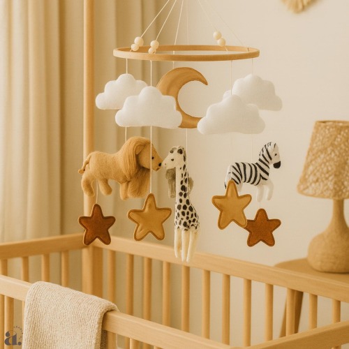 Boho Safari Baby Mobile Neutral Nursery Decor Lion Elephant Giraffe Crib Mobile  Jungle Animal Baby Shower Gift Gender Neutral Nursery