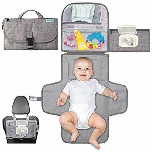 Portable Diaper Changing Pad, Portable Changing pad for Newborn boy & Girl- Baby Changing Pad with Smart Wipes Pocket – Waterproof Travel Changing Station kit - Baby Gift by Kopi Baby