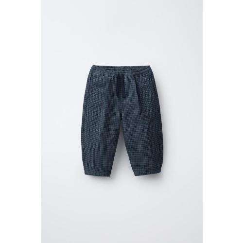 WARM PLAID BAGGY PANTS - Blue | ZARA United States