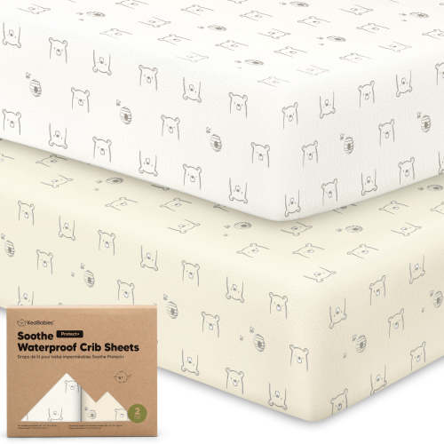 2-Pack Soothe [Protect+] Waterproof Crib Sheets - Bumble Bear / 52 x 28