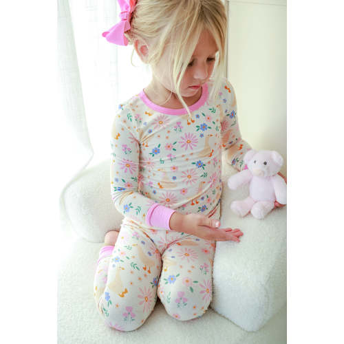 Two-Piece Bamboo Pajamas in Loosey Goose | Caden Lane