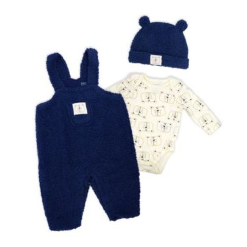 Baby Boys' Bears Print Overall, Bodysuit and Cap, 3-Piece Set