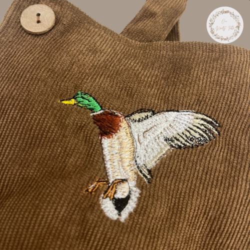 Corduroy Duck Baby Romper Embroidered Mallard Overalls - Etsy