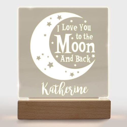 With Love From Julie Personalized Night Light for Kids Girls Boys Customized Gifts for Baby Custom Nursery Lamp Bedroom Decor Moon