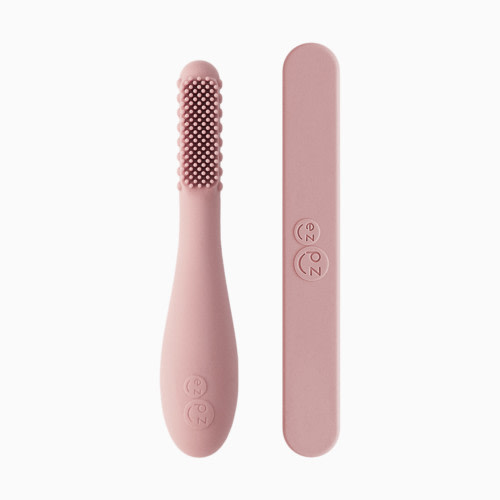 ezpz Baby-Led Toothbrush + Sensory Tongue Depressor Dual Pack - Blush