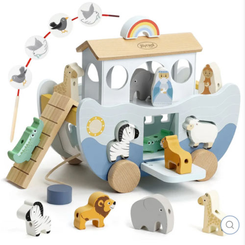 Wooden Noah's Ark Toy for Montessori Learning