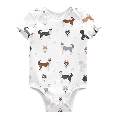vvfelixl Baby Girls' Bodysuits Black Pug White Short Sleeve Cotton Baby Clothes For Girls 0-24 Months