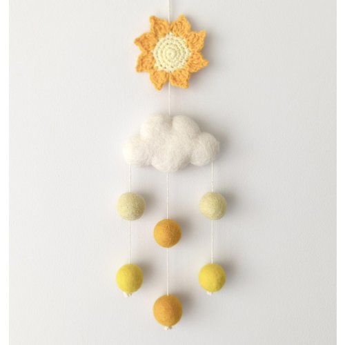 Sunshine Mobile, Cloud Mobile, Crib Mobile, Neutral Gender Mobile, Sun Baby Mobile, Pom Pom Mobile, Yellow Baby Mobile, Nursery Wall Art - Etsy