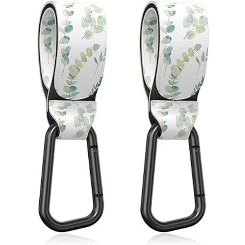Baby Stroller Hooks for Hanging Bags, Universal Stroller Clips Accessories, Mommy Hook for Diaper Bag, Shopping Cart, Purse, Backpack - 2 Pack, Eucalyptus