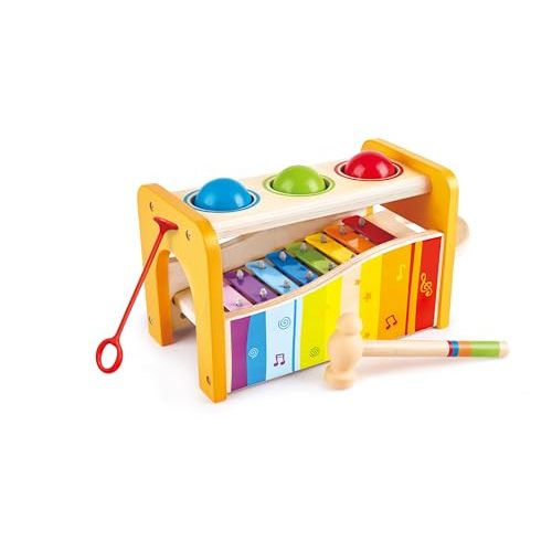 Hape Pound & Tap Bench with Slide Out Xylophone - Award Winning Durable Wooden Musical Pounding Toy for Toddlers