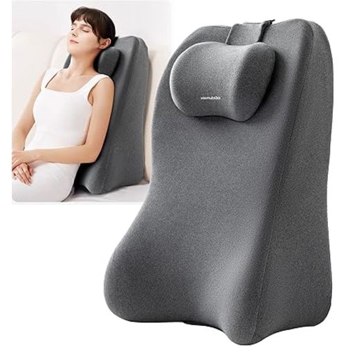 Reading Pillow, Lumbar Support Pillow for Couch, Sofa Bed Support, Bed Pillow for Sitting up,Ergonomic Memory Foam Pillow for Acid Reflux & Back Discomfort, with Removable Cover Gray