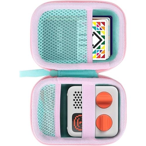 Storage Case Compatible with Yoto Mini Kids Audio Player Travel Device Plays Stories Music Podcast Radio Speaker (Teal + Pink Zipper)