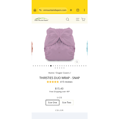 Thirsties Duo Wrap two-sized cloth diaper cover