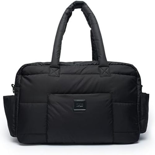 7AM Voyage Baby Diaper Bag – SoHo Satchel Large Waterproof Diaper Bag Tote with Stroller Straps, Multifunctional Gym Bag & Travel Tote Bags with Padded Straps Includes Changing Pads | (Black)