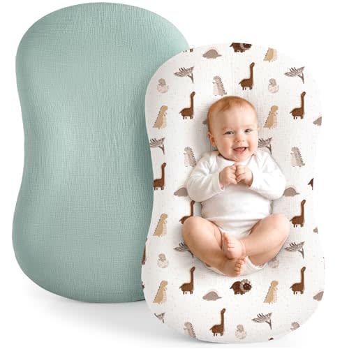 Termichy Muslin Cover for Baby Lounger: Fitted for 32x20" Baby Nest | Breathable Cotton Silpcovers for Infant Support Cushion - Removable & Machine Washable for Clean Spit-up & Drool