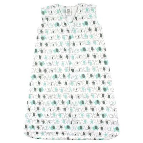 Luvable Friends Baby Sleeveless Jersey Cotton Sleeping Bag, Sack, Blanket, Mint Elephants Jersey, 6-12M