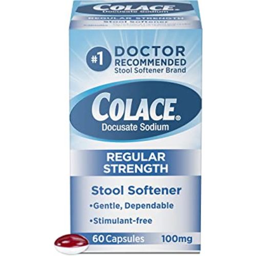 Colace Regular Strength Stool Softener 100 mg Capsules 60 Count Docusate Sodium Stool Softener for Gentle Dependable Relief
