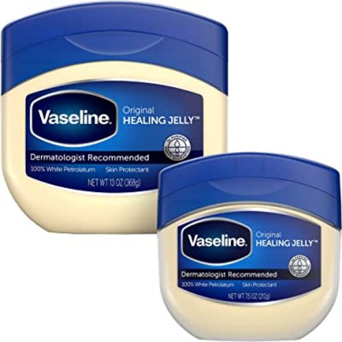 Vaseline Petroleum Jelly, Dermatologist Recommended, Original, 100% White Petrolatum, Deep Moisturizer, Relieves Dull, Dry Skin, Soothing & Gentle, 13 oz and 7.5 oz, Pack of 2