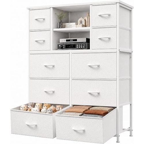 Bepatio 48.2" H Bedroom Dresser with 10 Drawers, Organizer Storage, White