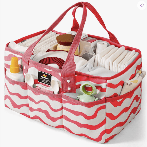 Portable Diaper Caddy Organizer with Removable Dividers, Large Capacity Baby Nursery Storage