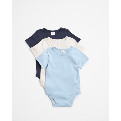 Baby Organic Cotton Bodysuits 3 Pack - Blues