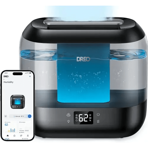 Dreo Smart Humidifiers for Bedroom, Top Fill 4L Cool Mist Humidifier with Nightlight, 32H Runtime, Touch/APP/Voice Control, Quiet Ultrasonic Humidifiers for Large Room, Home, Baby, Plants, Office
