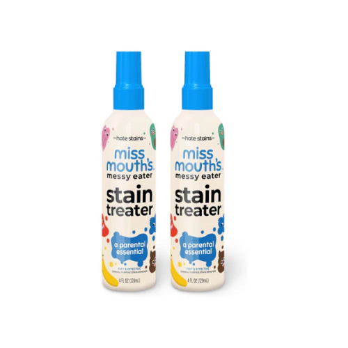 Miss Mouth's Messy Eater Stain Treater Spray - 4oz 2 Pack Stain Remover - Newborn & Baby Essentials - No Dry Cleaning Food, Grease, Coffee Off Laundry, Underwear, Fabric