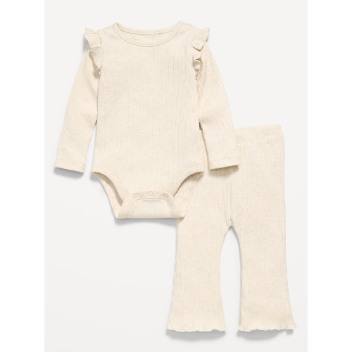 Ribbed Ruffle-Trim Bodysuit and Pants Set for Baby