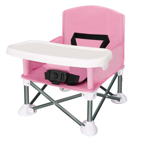 AGUDAN Baby Portable Infant Travel Seat, Toddler Unisex Foldable Camping Chair with Removable Dining Tray, Pink