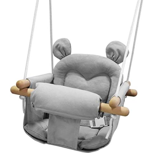 GFU Baby Swing, Canvas Baby Swings for Infants, Secure Baby Swing Outdoor, Toddler Swing for Indoors, Wooden Hanging Baby Swing Seat, Hammock for Tree and Backyard