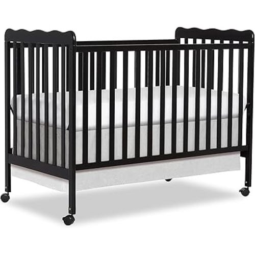 Dream On Me Carson Classic 3-in-1 Convertible Full-Size Baby Crib in Black, GreenGuard Gold & JPMA, 4 Mattress Heights, Converts to Day & Toddler Bed, Locking Wheels, Classic Nursery Design